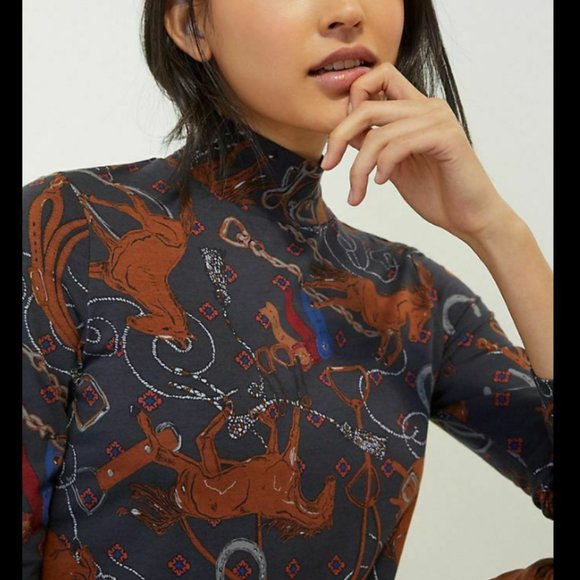 NEW Anthropologie Maeve Adventurer Horse Top 1X - Picture 1 of 1